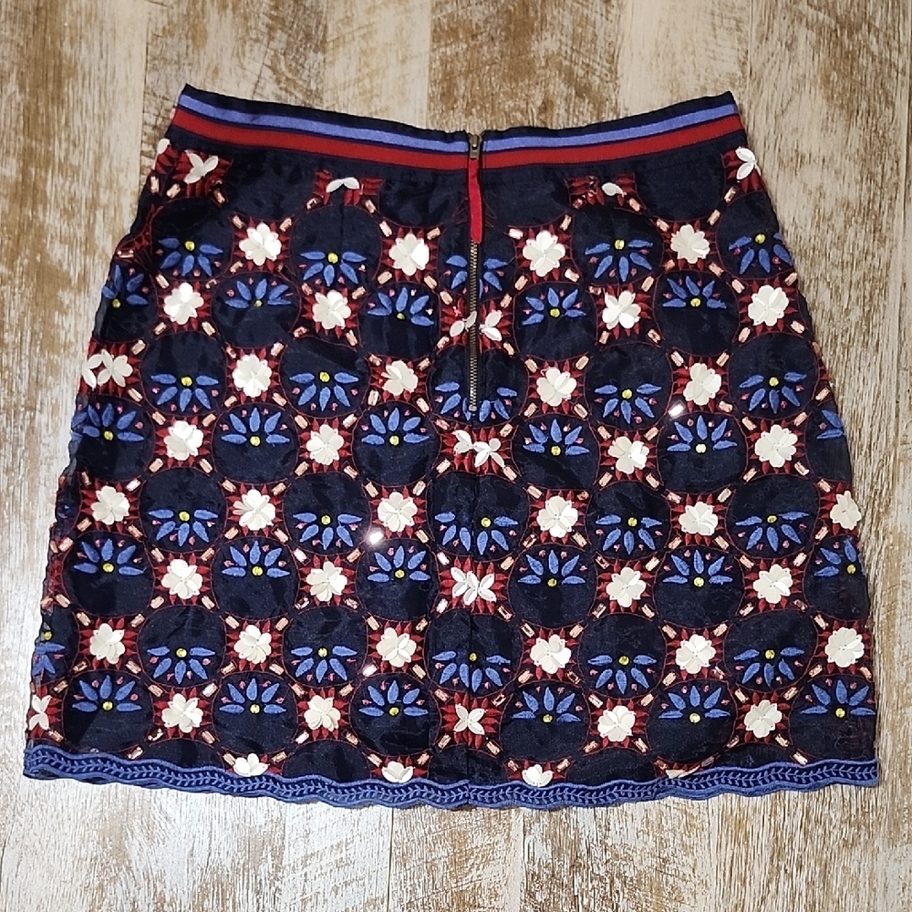 Anthropologie Floral Embroidered Skirt - Picture 6 of 9